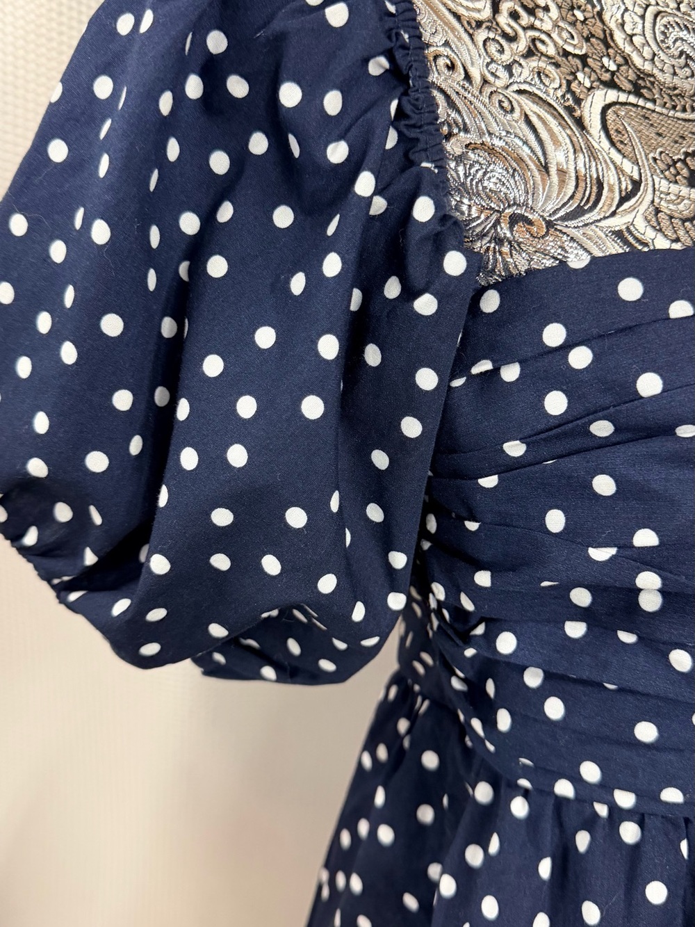 Abercrombie & Fitch Navy and White Polka Dot Mini Dress/Shorts - Picture 5 of 14